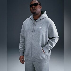 🆕 Nike Men's Full-Zip Club Fleece Hoodie. “Dark Grey Heather”, 2XL. (FN3861-063)